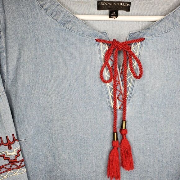 Brooke Shields Timeless Boho Embroidery Tunic Top Size M - Picture 3 of 8